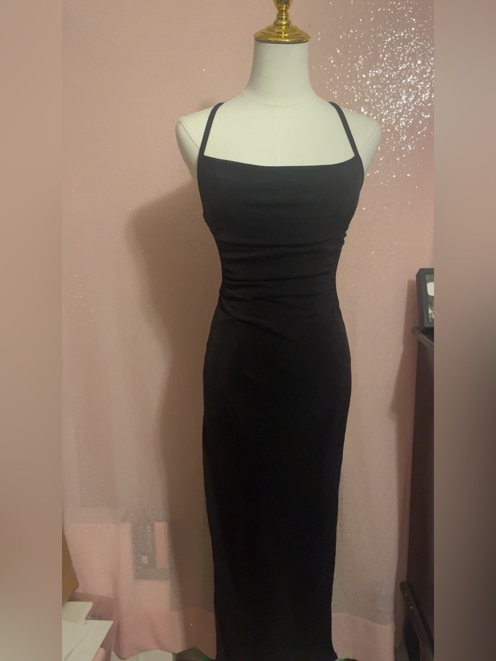 Forever 21 Black Maxi Slip Dress with Spaghetti Straps